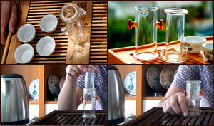 Заваривание чая в стеклянной чайной колбе
