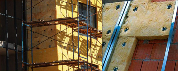 Создает стабильный тепловой барьер Стекловата в фасадном утеплении